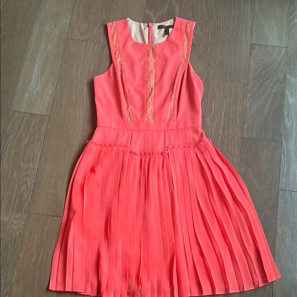 BCBGMaxAzria Pink Pleated Mini Sundress for Wedding Guest